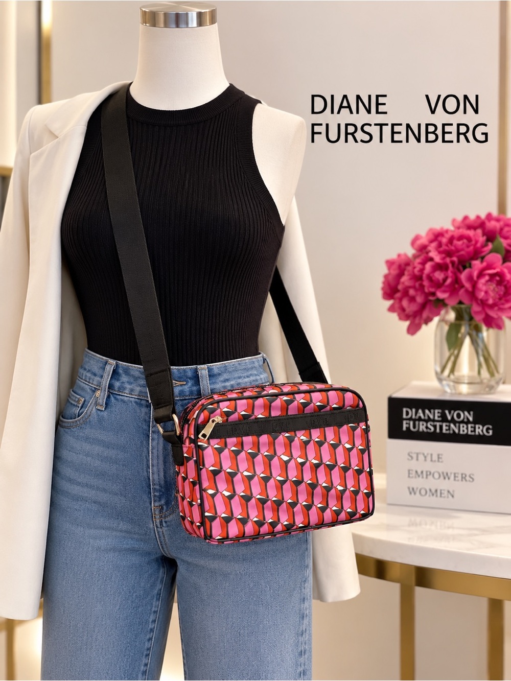 Diane von Furstenberg Pink Geometric Crossbody Bag - NWT